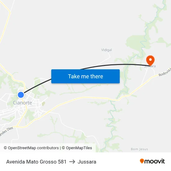 Avenida Mato Grosso 581 to Jussara map