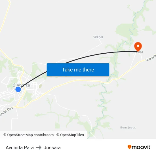 Avenida Pará to Jussara map
