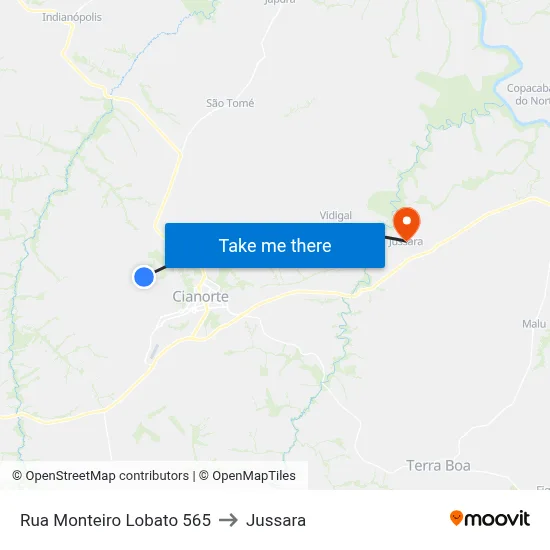 Rua Monteiro Lobato 565 to Jussara map
