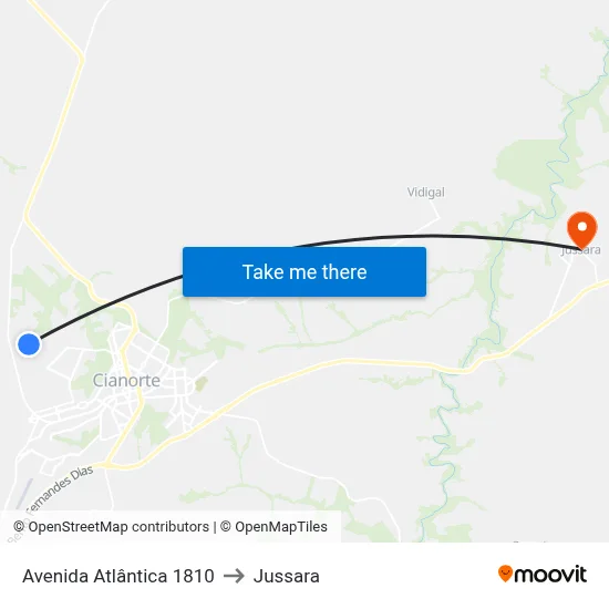 Avenida Atlântica 1810 to Jussara map