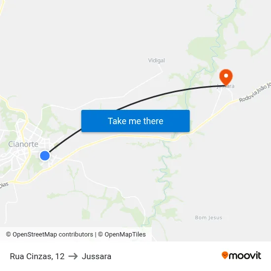 Rua Cinzas, 12 to Jussara map