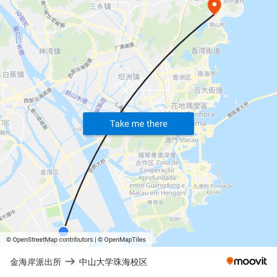 金海岸派出所 to 中山大学珠海校区 map