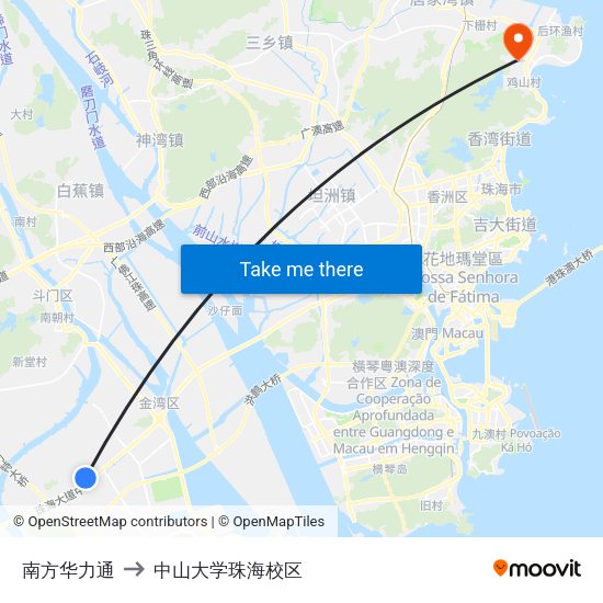 南方华力通 to 中山大学珠海校区 map
