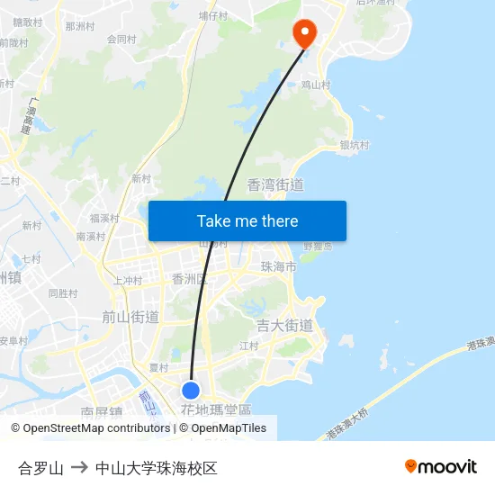 合罗山 to 中山大学珠海校区 map