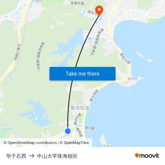 华子石西 to 中山大学珠海校区 map