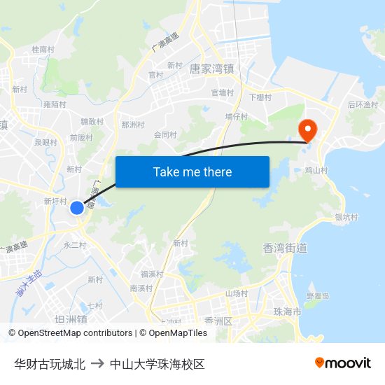 华财古玩城北 to 中山大学珠海校区 map