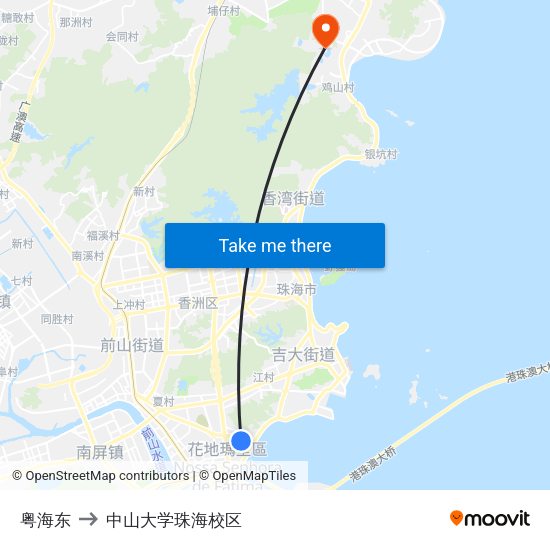 粤海东 to 中山大学珠海校区 map