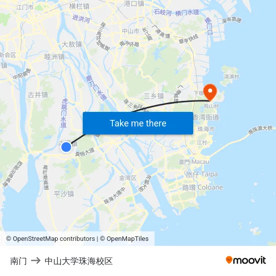 南门 to 中山大学珠海校区 map