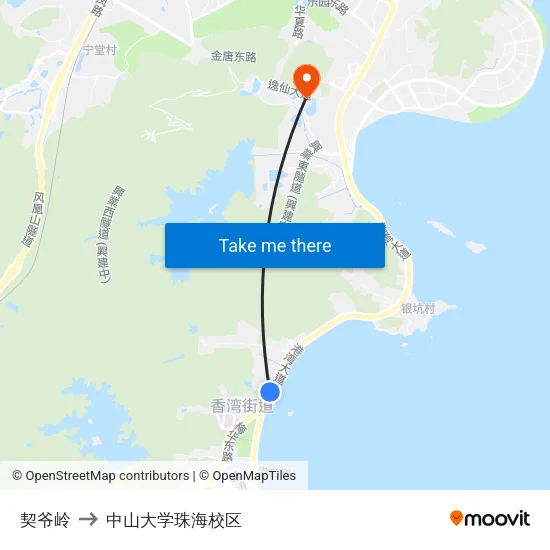契爷岭 to 中山大学珠海校区 map