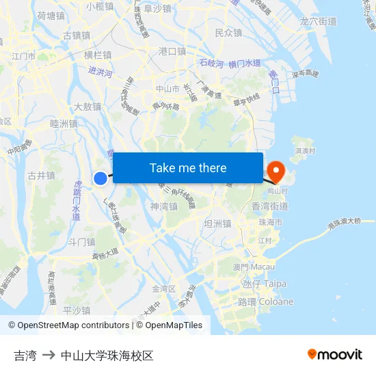 吉湾 to 中山大学珠海校区 map