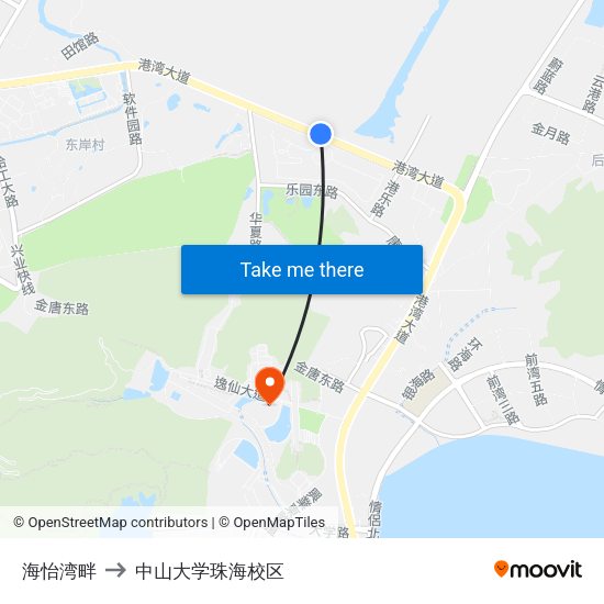 海怡湾畔 to 中山大学珠海校区 map