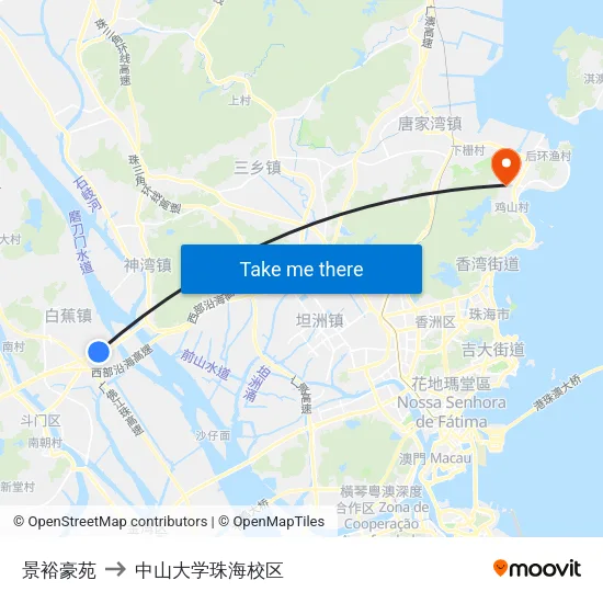 景裕豪苑 to 中山大学珠海校区 map