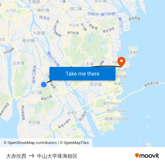 大赤坎西 to 中山大学珠海校区 map