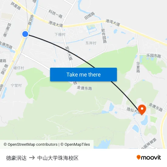 德豪润达 to 中山大学珠海校区 map