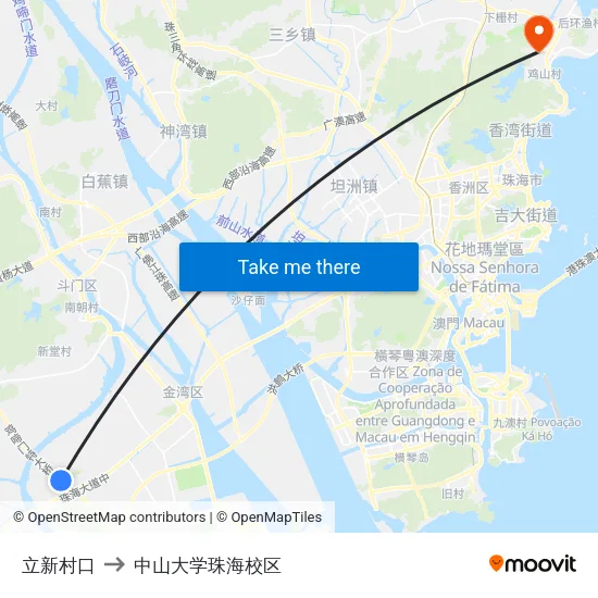 立新村口 to 中山大学珠海校区 map