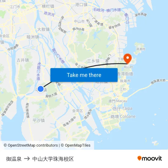 御温泉 to 中山大学珠海校区 map