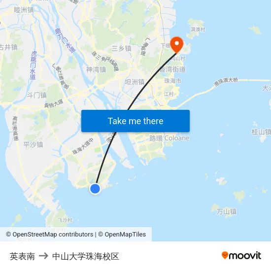 英表南 to 中山大学珠海校区 map
