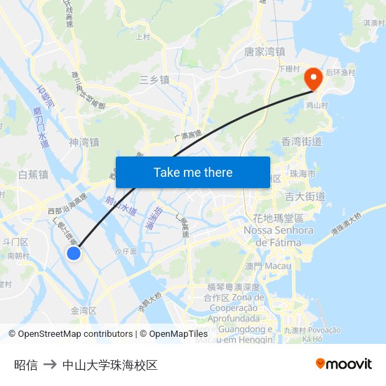 昭信 to 中山大学珠海校区 map