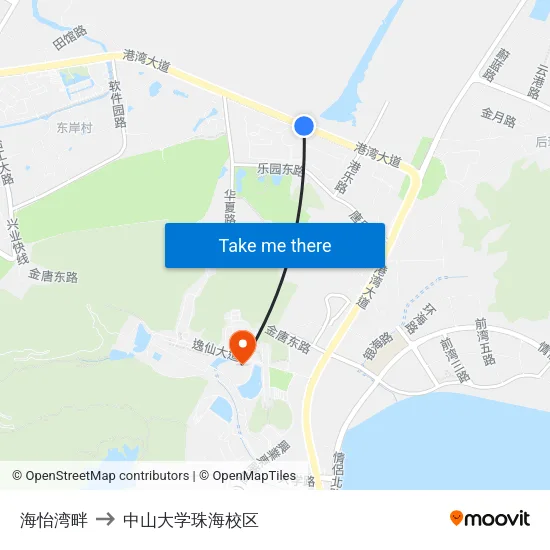 海怡湾畔 to 中山大学珠海校区 map