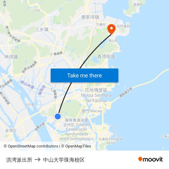 洪湾派出所 to 中山大学珠海校区 map