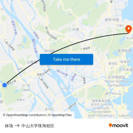 林场 to 中山大学珠海校区 map