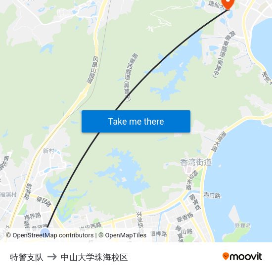 特警支队 to 中山大学珠海校区 map