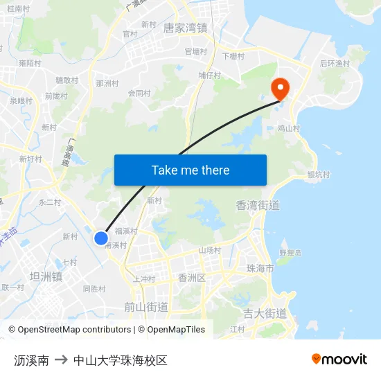 沥溪南 to 中山大学珠海校区 map