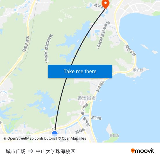城市广场 to 中山大学珠海校区 map