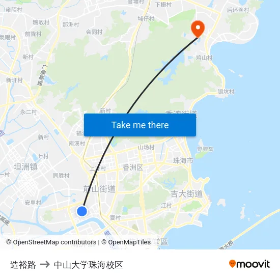 造裕路 to 中山大学珠海校区 map