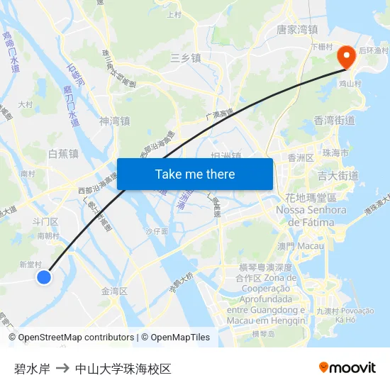 碧水岸 to 中山大学珠海校区 map