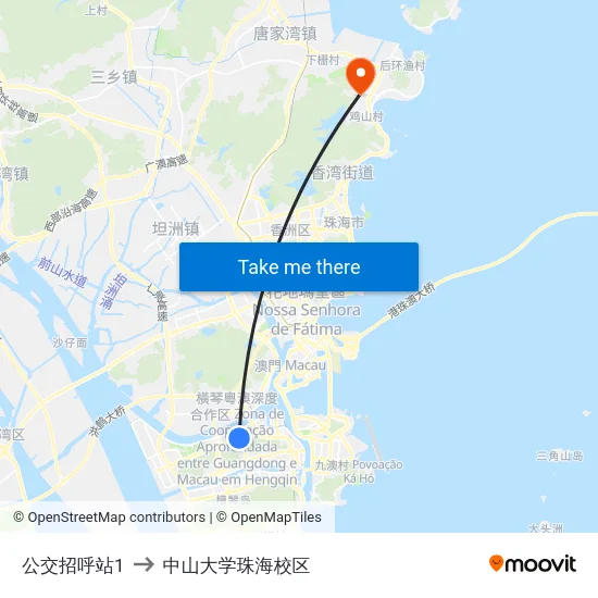 公交招呼站1 to 中山大学珠海校区 map