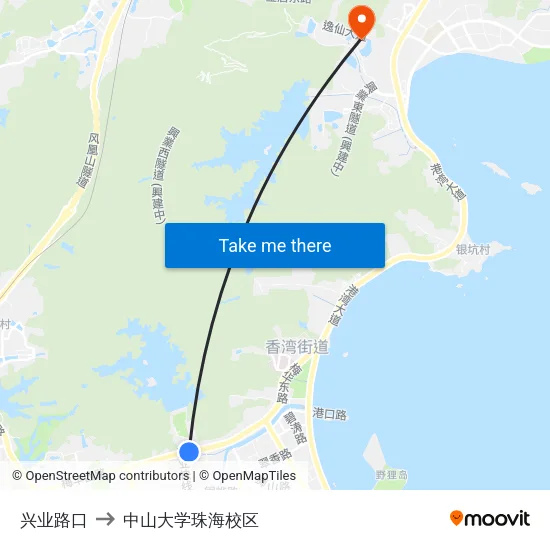 兴业路口 to 中山大学珠海校区 map