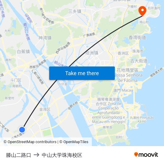滕山二路口 to 中山大学珠海校区 map