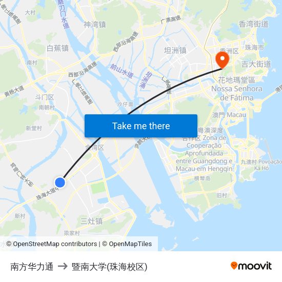 南方华力通 to 暨南大学(珠海校区) map