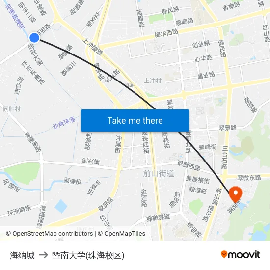 海纳城 to 暨南大学(珠海校区) map