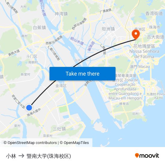 小林 to 暨南大学(珠海校区) map