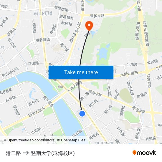 港二路 to 暨南大学(珠海校区) map