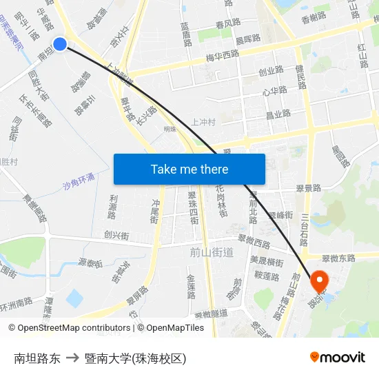 南坦路东 to 暨南大学(珠海校区) map
