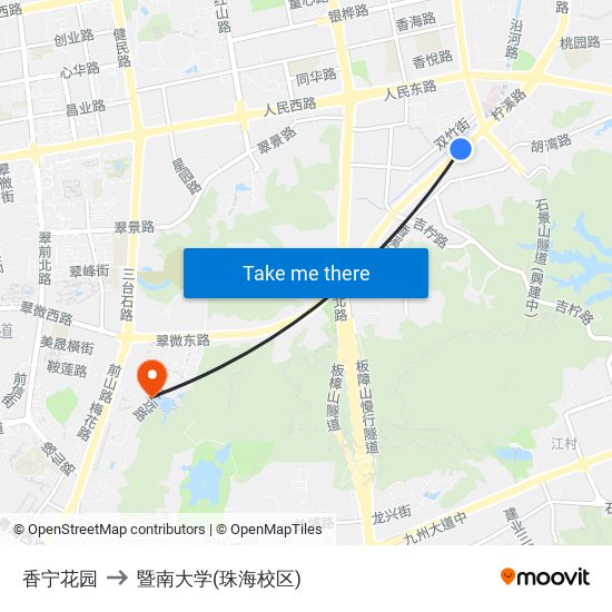 香宁花园 to 暨南大学(珠海校区) map