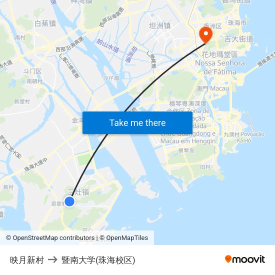 映月新村 to 暨南大学(珠海校区) map