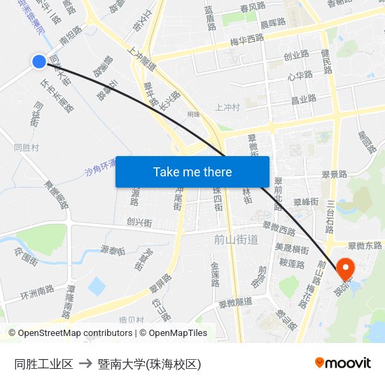 同胜工业区 to 暨南大学(珠海校区) map
