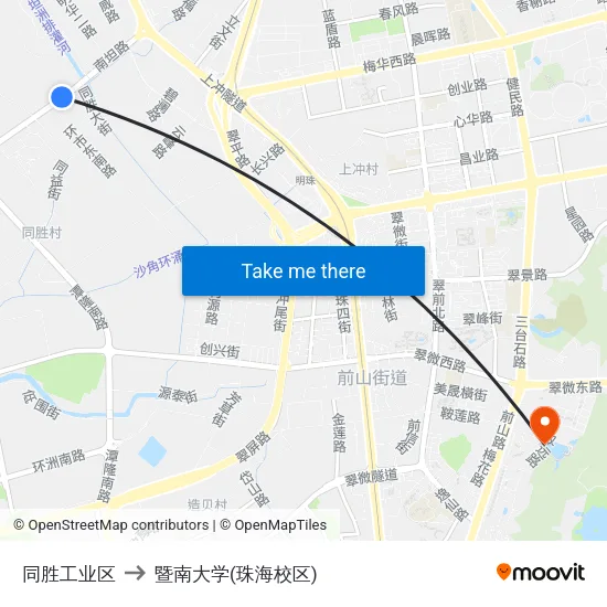 同胜工业区 to 暨南大学(珠海校区) map