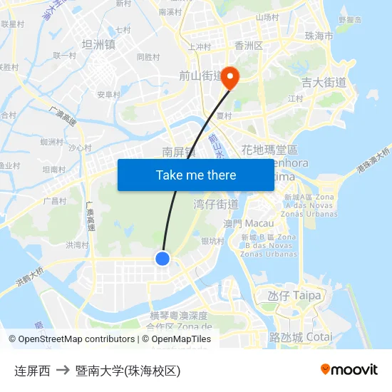 连屏西 to 暨南大学(珠海校区) map