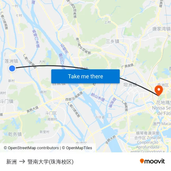 新洲 to 暨南大学(珠海校区) map