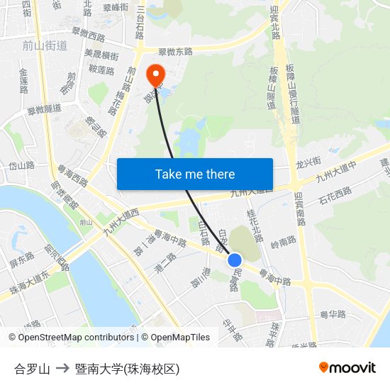 合罗山 to 暨南大学(珠海校区) map