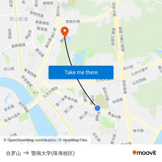 合罗山 to 暨南大学(珠海校区) map