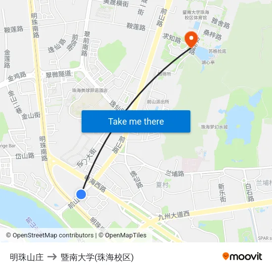 明珠山庄 to 暨南大学(珠海校区) map