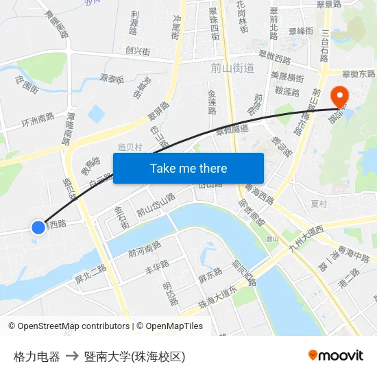 格力电器 to 暨南大学(珠海校区) map