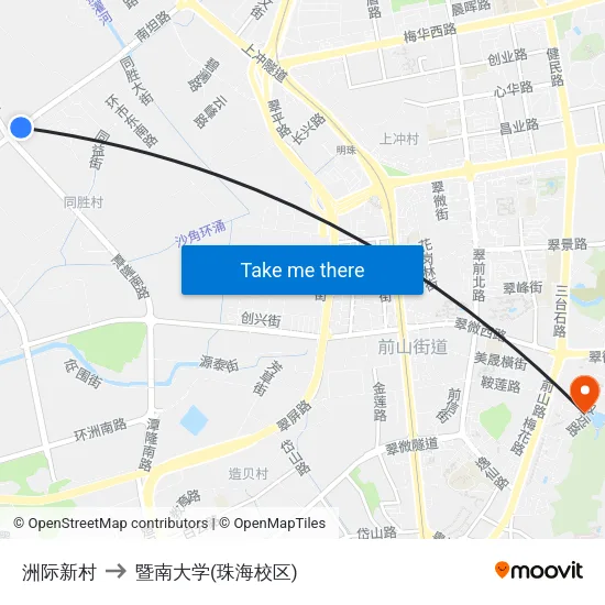 洲际新村 to 暨南大学(珠海校区) map