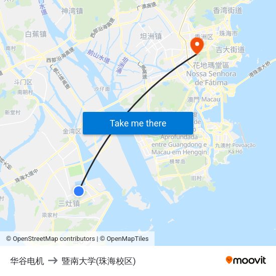 华谷电机 to 暨南大学(珠海校区) map